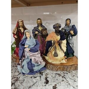 BEAUTIFUL!!!! Paper Mache Nativity Figures Set of 5 Christmas Decor